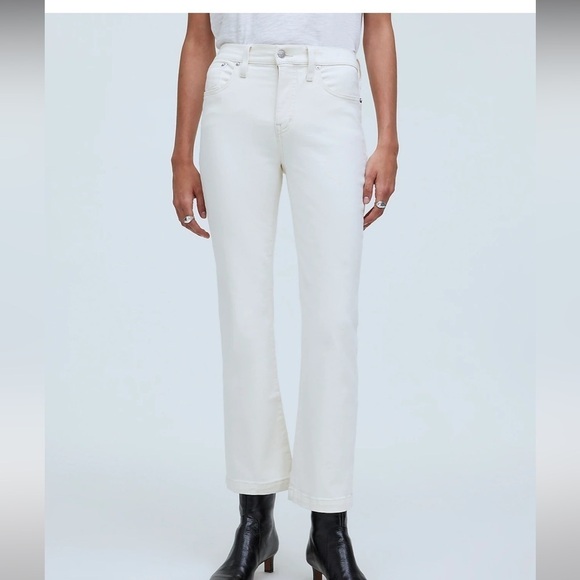 Madewell Tall Kick Out Crop Jeans vintage canvas white size 32 tall - Picture 2 of 9